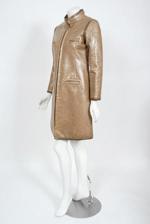 1968 Pierre Cardin Documented Vinyl Tweed Space-Age Mod Trench Jacket