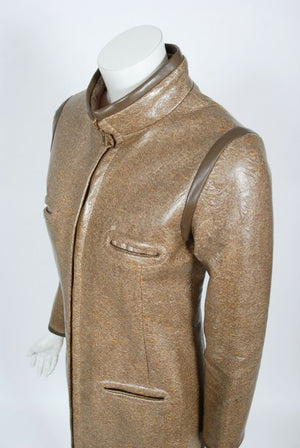 1968 Pierre Cardin Documented Vinyl Tweed Space-Age Mod Trench Jacket