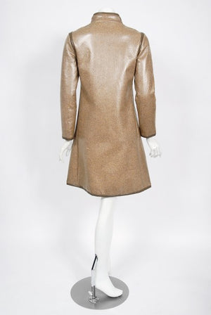 1968 Pierre Cardin Documented Vinyl Tweed Space-Age Mod Trench Jacket