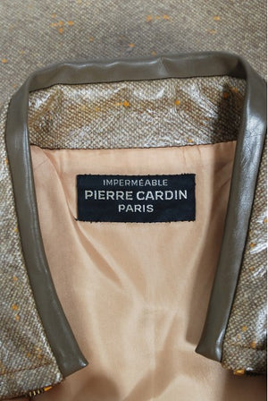 1968 Pierre Cardin Documented Vinyl Tweed Space-Age Mod Trench Jacket