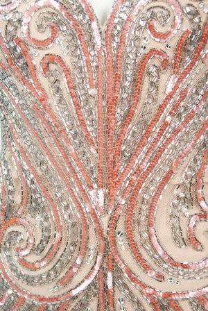 1970's Bob Mackie Couture Beaded Strapless Hourglass High-Slit Gown