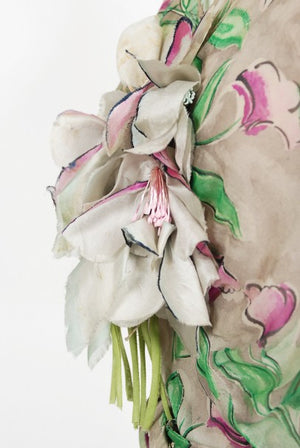 1930's Fashion Originators Guild Floral Print Silk Chiffon Appliqué Gown Set