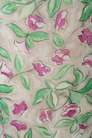 1930's Fashion Originators Guild Floral Print Silk Chiffon Appliqué Gown Set