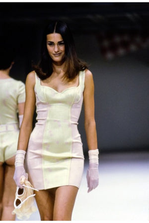 1991 Azzedine Alaia Documented Runway Red Bustier Bodycon Mini Dress