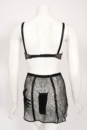 1940's Schiaparelli Inspired 'Hands On' Silk Appliqué Lace Bra & Tap Pants