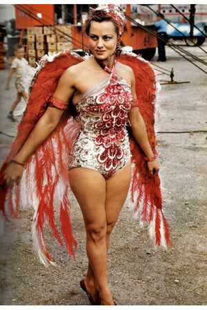 1940's Metallic Gold Lame Flame Rhinestone Mesh Showgirl Circus Costume