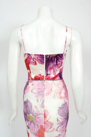 2001 Dolce & Gabbana Floral Stretch Silk Boned Bustier & Ruffle Skirt