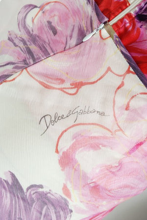 2001 Dolce & Gabbana Floral Stretch Silk Boned Bustier & Ruffle Skirt