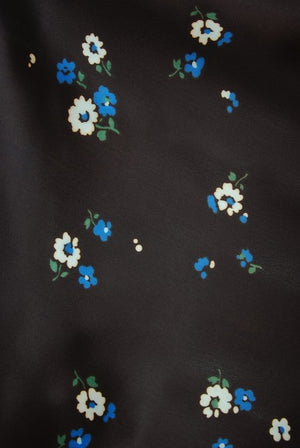 1974 Yves Saint Laurent Rive Gauche Brown Floral Print Satin Maxi Dress