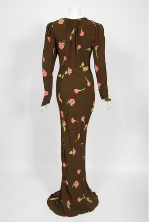 1972 Ossie Clark 'Busy Lizzie' Celia Birtwell Floral Print Bias-Cut Gown
