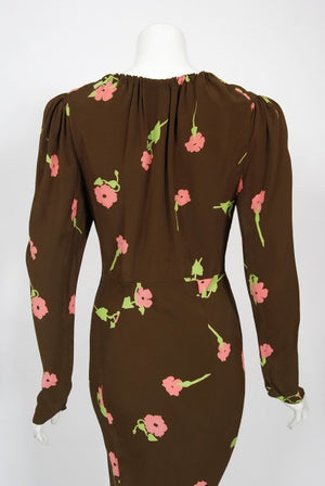 1972 Ossie Clark 'Busy Lizzie' Celia Birtwell Floral Print Bias-Cut Gown