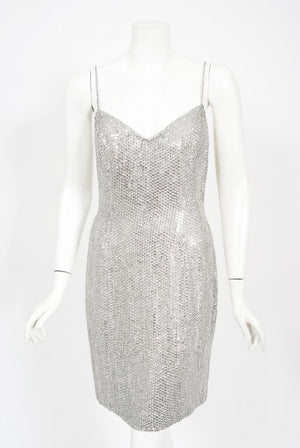 1990 Michael Kors Documented Madonna Beaded Rhinestone Mini Slip Dress