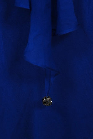 1967 Givenchy Haute Couture Cobalt Blue Draped Silk Chiffon Caftan Gown
