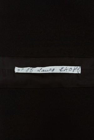 1970’s Molyneux Haute Couture Colorful Floral Silk Black Crepe Halter Gown