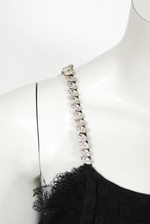 1967 Galanos Couture Documented Black Polka-Dot Lace Cocktail Dress