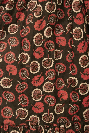 1970's Ossie Clark 'Autumn Leaves' Print Cotton Empire Waist Dress