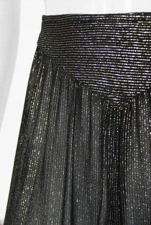 1970's Jean Patou Sheer Metallic Lurex Silk Full-Length Jacket Pantsuit