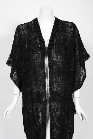 1910's Henriette Favre Paris Couture Embroidered Net-Lace Fringed Jacket