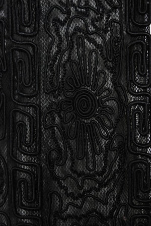 1910's Henriette Favre Paris Couture Embroidered Net-Lace Fringed Jacket