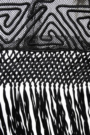 1910's Henriette Favre Paris Couture Embroidered Net-Lace Fringed Jacket