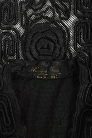 1910's Henriette Favre Paris Couture Embroidered Net-Lace Fringed Jacket