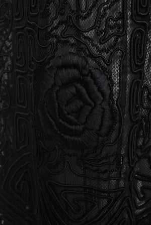 1910's Henriette Favre Paris Couture Embroidered Net-Lace Fringed Jacket