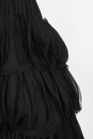 1955 Jean Dessès Haute Couture Documented Black Chiffon Petal Dress