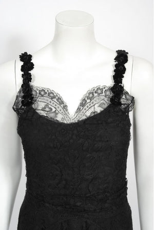 1930's Bonwit Teller Couture Scalloped Lace Appliqué Bias-Cut Gown