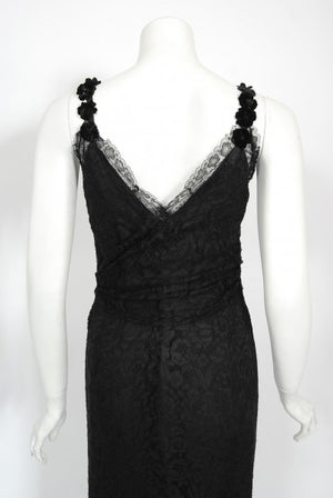 1930's Bonwit Teller Couture Scalloped Lace Appliqué Bias-Cut Gown