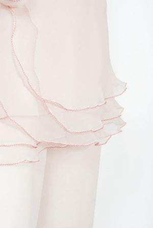 1970's Stephen Burrows Pale-Pink Layered Chiffon Wrap Blouse Pantsuit