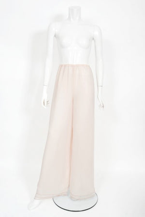 1970's Stephen Burrows Pale-Pink Layered Chiffon Wrap Blouse Pantsuit