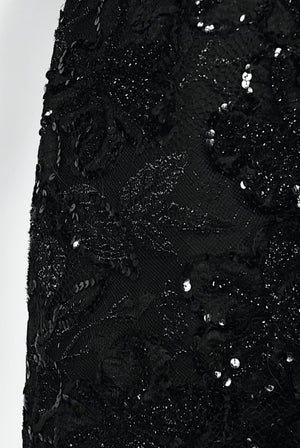 1984 Yves Saint Laurent Haute Couture Sequin Satin Maxi Tuxedo Jacket