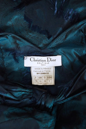 1999 Christian Dior by Galliano Sapphire Blue Eyelash Silk Bias-Cut Gown