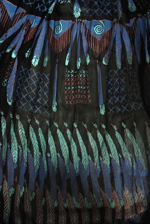 1970 Zandra Rhodes Hand-Painted 'Indian Feathers' Sheer Silk Dress Set