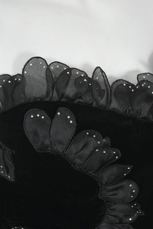 1984 Givenchy Haute Couture Silk Petal Applique Velvet Hourglass Gown