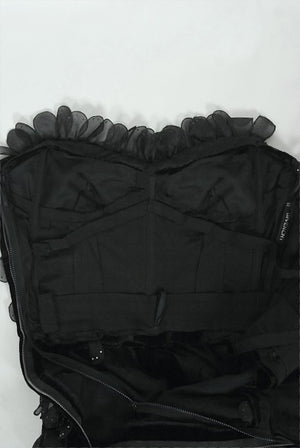 1984 Givenchy Haute Couture Silk Petal Applique Velvet Hourglass Gown