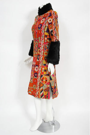 1969 Thea Porter Couture Rare 'Samawa' Embroidered Wool Documented Coat