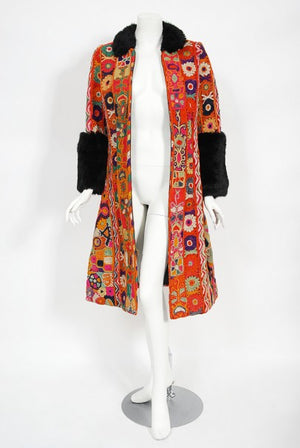 1969 Thea Porter Couture Rare 'Samawa' Embroidered Wool Documented Coat