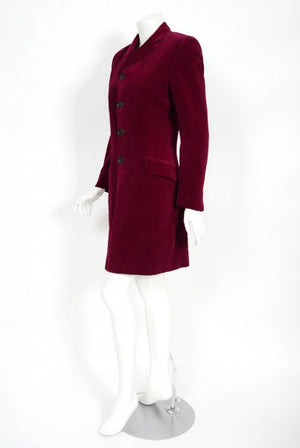 1970's Granny Takes a Trip Documented Merlot Red Velvet Blazer Jacket