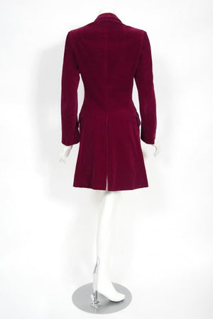 1970's Granny Takes a Trip Documented Merlot Red Velvet Blazer Jacket