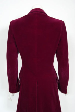 1970's Granny Takes a Trip Documented Merlot Red Velvet Blazer Jacket