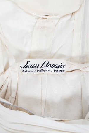 1955 Jean Dessès Haute Couture Ivory Silk Chiffon Strapless Draped Gown