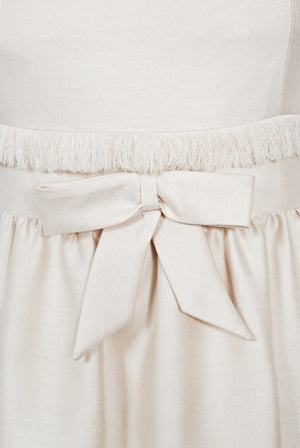 1960's Aurore Paris Couture Ivory Silk Nipped-Waist Bow Bridal Gown