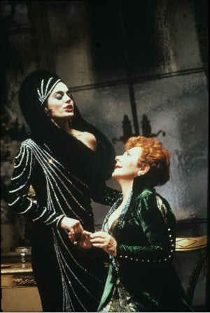 1989 Bob Mackie Couture Beaded Velvet and Fox-Fur Hooded Hourglass Gown