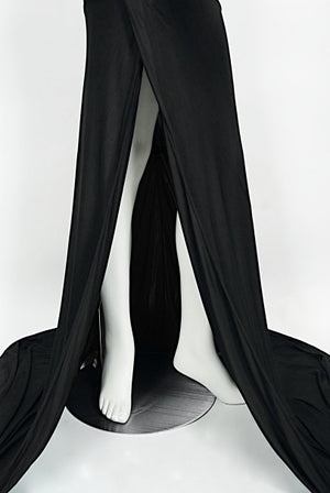 2005 Roberto Cavalli Black Silk Jersey Beaded Scales Hourglass Slit Gown