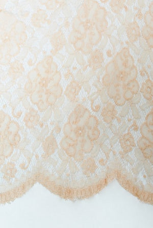 1930's Pale Pink Sheer Lace & Tiered Silk Chiffon Bias Cut Deco Gown