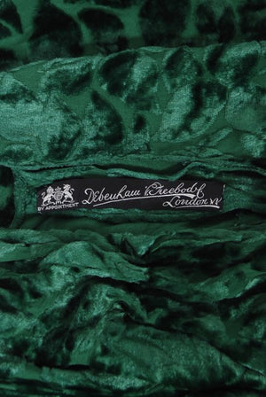 1930's Emerald Green Leaf Motif Sheer Silk Velvet Bias-Cut Gown & Bolero