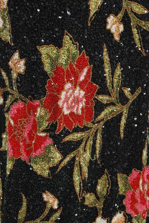 2004 Iconic Whitney Houston Custom Couture Fully Beaded Floral Silk Trained Gown