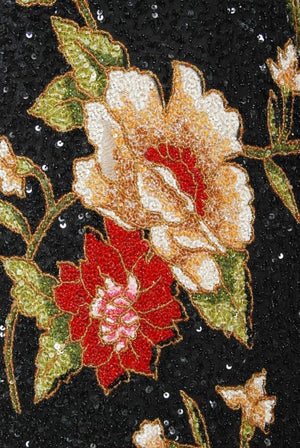 2004 Iconic Whitney Houston Custom Couture Fully Beaded Floral Silk Trained Gown