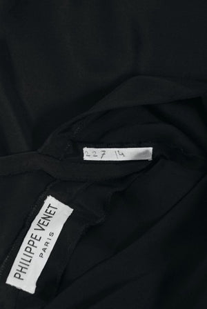 1994 Philippe Venet Couture Black Silk Asymmetric Cut Out Bias-Cut Gown